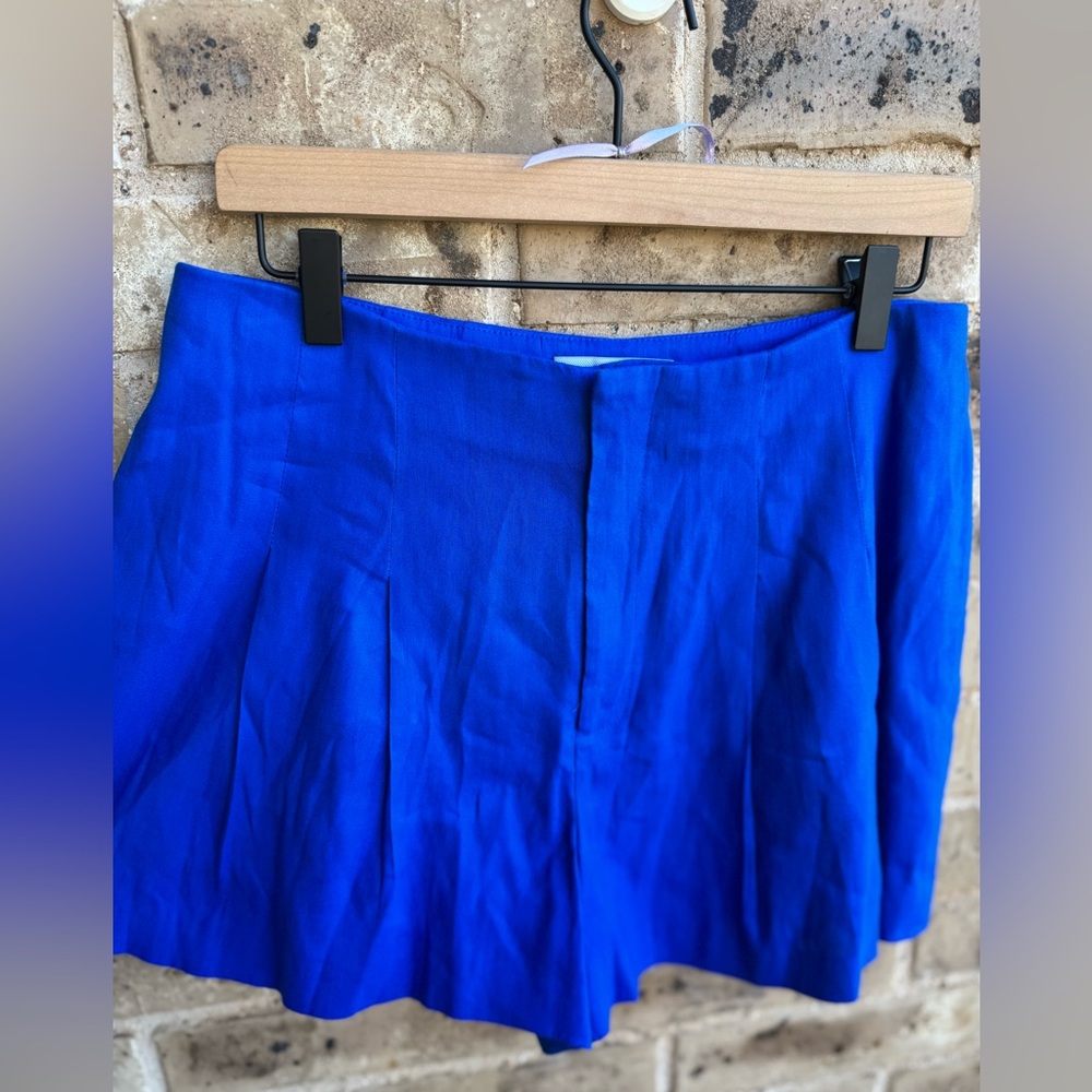 Antonio Melani Téllez Pleated Linen Cobalt Blue Shorts Size 8 - Picture 4 of 11